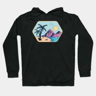 Tropical island with palm trees Hoodie